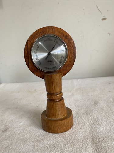 Vintage wooden desk hygrometer - vintage,