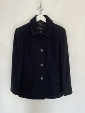 BHS UK 12 Pea Coat Black Wool