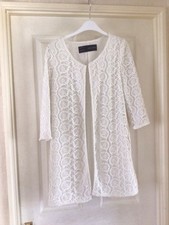 NEW White Lined Lace Edge To Edge 3/4 Length Sleeve Jacket Size M By ZARA