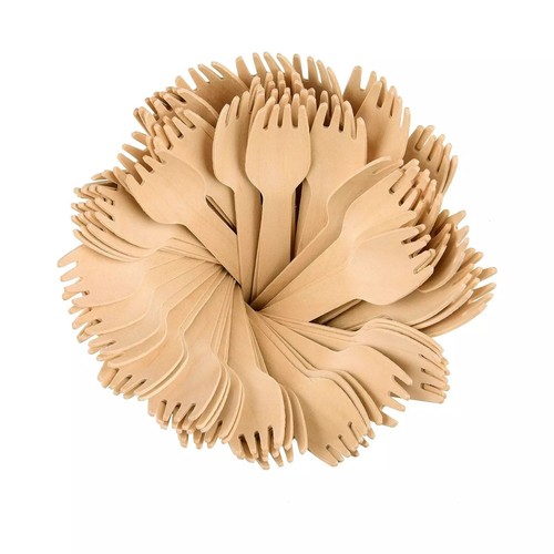 Wooden disposable forks 5cm - wooden, 15.5cm