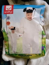 Smiffys Sheep Costume Jumpsuit with hood 4-6 years (Size) Fancy Dress Nativity