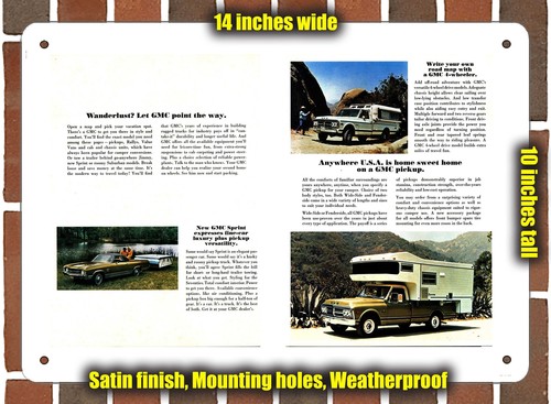 Metal sign 1971 gmc campers - metal,