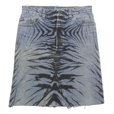 LEVI'S Womens Blue Cotton Blend Denim Mini Skirt Size M Raw Hem Classic