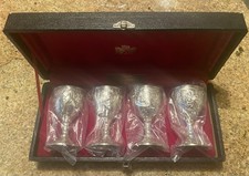 Silver Egg Cups Set Of Four Ornate Vintage Collectors Item New In Display Box