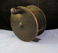LARGE BRASS ANTIQUE CRANK WIND SALMON FISHING REEL JONES MAKER JERMYN ST LONDON