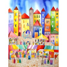Market square modern folk art - square,