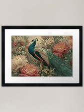 Peacock in Flower Garden Wall