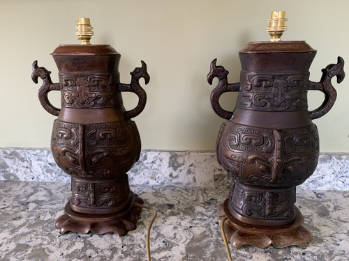 Pair bronze chinese style - bronze,