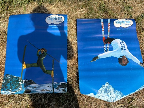 Pair vintage skiing - vintage,