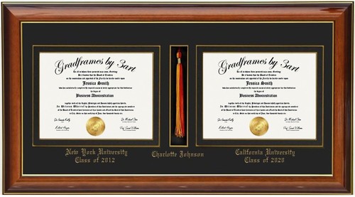 Double diploma frame with
