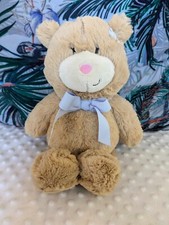 Tesco With Love Golden Brown Teddy Bear with Blue Bow 12" Soft Toy