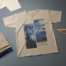 Starry Night van Gogh T-Shirt Classic Painting Tee Various Sizes & Colours