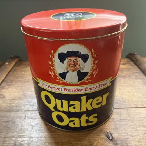Vintage storage tin quaker - tin,