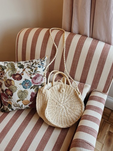 Cream circle straw bag - , |