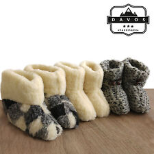 Women's Men's Cozy Sheep Wool Boots Slippers Genuine Sheepskin Leather Sole 