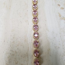 Pink and White Crystal Tennis Bracelet, 19cm/ 7.5 inches