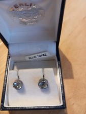 Blue Topaz Silver Tone Stud