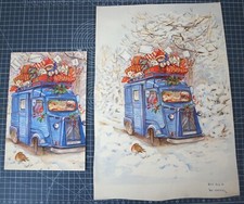 Kate Veale, author, Illustrator Original Watercolour. Citroen Hy Van. circa 1995