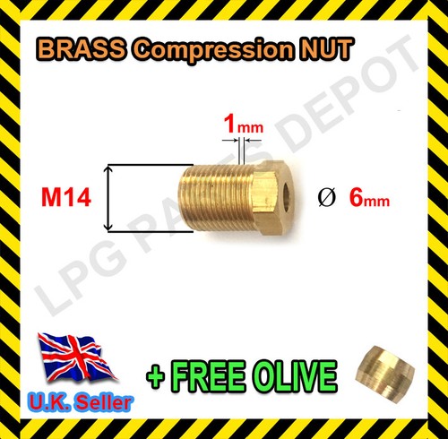 Brass compression nut - d6, /