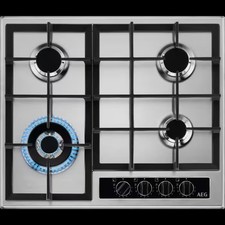 AEG HGB64420YM 60cm Gas Hob 4 Burners Pan Supports Stainless Steel