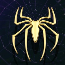 1pc 3D Metal Spider Logo Gold