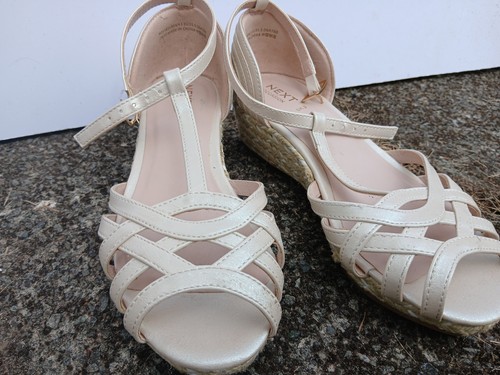 Girls white wedge heel party