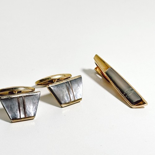 Vintage tie clip cufflinks - tie,