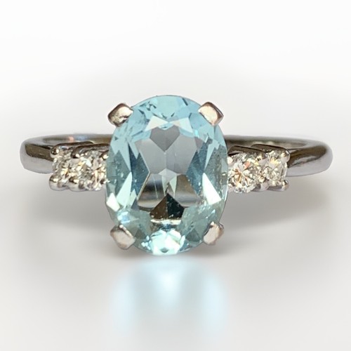 18ct white gold aquamarine - white,