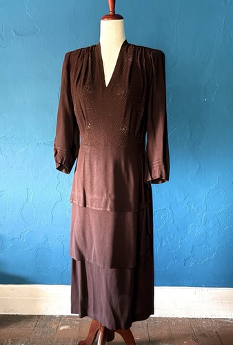 1940 rayon beaded crepe - rayon,