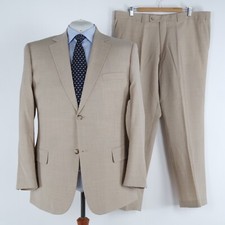 Mens Beige Suit 48L UK Size Trousers W41 L31 AW DUNMORE Super 100s Wool 2 Piece