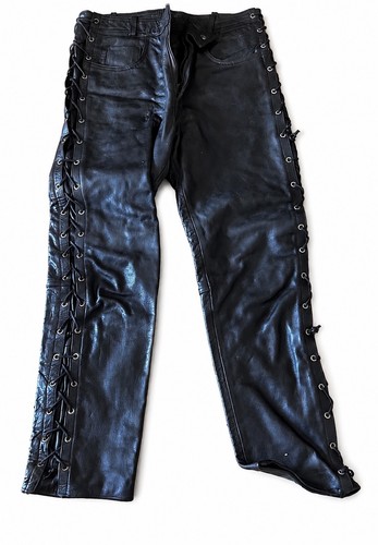 Black genuine leather lace - black, lace-up