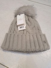 Lipsy London Ladies Cable Knit Bobble Hat One Size Fur  Bobble Grey