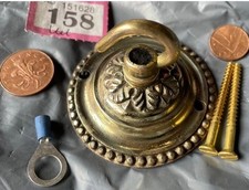 73mm ANTIQUE vintage CEILING ROSE chandelier hook CAST BRASS Nouveau c1920  158