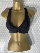 Womens Pink Victoria’s Secret Small Black Floral Lace Padded Non Wired Bralette