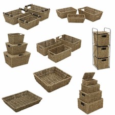 JVL Handwoven Seagrass Storage Baskets ideal for Home Office or University