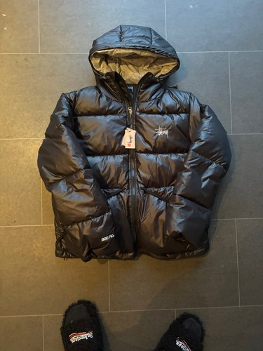 Stussy black puffer jacket - stussy,