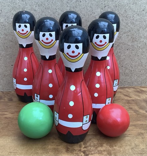 Wooden bowling pins toy - bowling,
