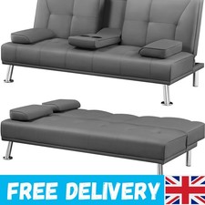 Click Clack Sofa Bed Faux Leather 3 Seater Sofa Couch Living Room/Spare Room/Gue