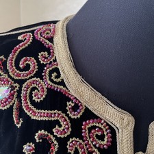 Black/ red 11/25 Moroccan caftan  kaftan dress takchita hand beaded velvet