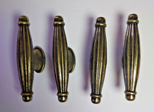 4 Antiqued Brass Traditional Cupboard Door Drawer handle, T Bar Handle