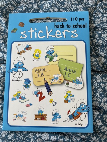 Smurf sticker back - sticker, school