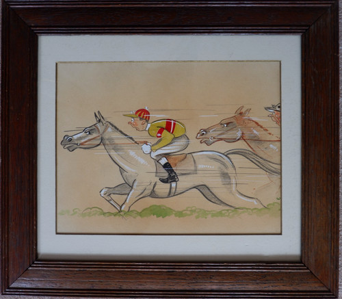 Horse racing cartoon mid 20th - horse,