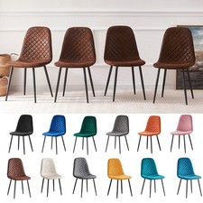2/4/6 Dining Chairs Table Velvet Leather Faux Suede Padded Seat Metal Leg