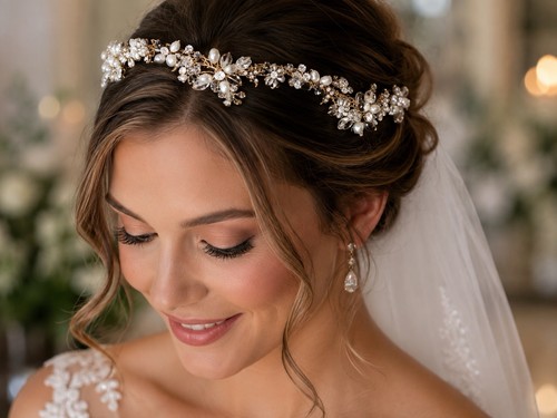Gold wedding tiara - gold, with