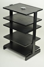 5 Tier Steel & Wood Black HiFi Rack with Adjustable Height Shelves & Spikes