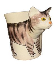 Gray Tabby Cat Hand Painted