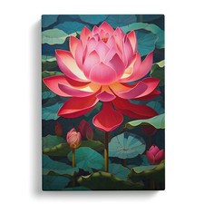 Lotus Flower Hard Edge Canvas Wall Art Print Framed Picture Decor Living Room