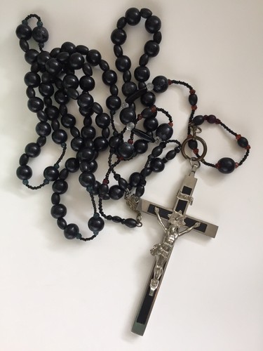 Large antique ebony rosary - ebony,