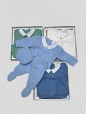 NEWBORN BABY GIRL BOY SPANISH KNITTED OUTFIT PINK WHITE BOXED PRAM GIFT SET