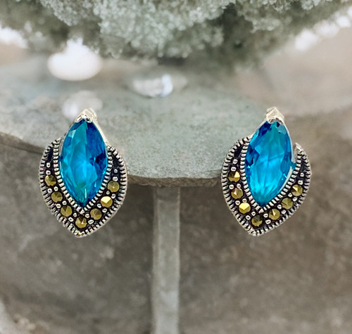 Blue topaz earrings 925 silver - topaz,